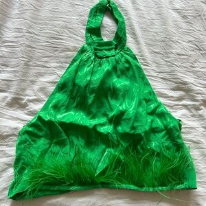 Halter Tie Top with Feather Detail